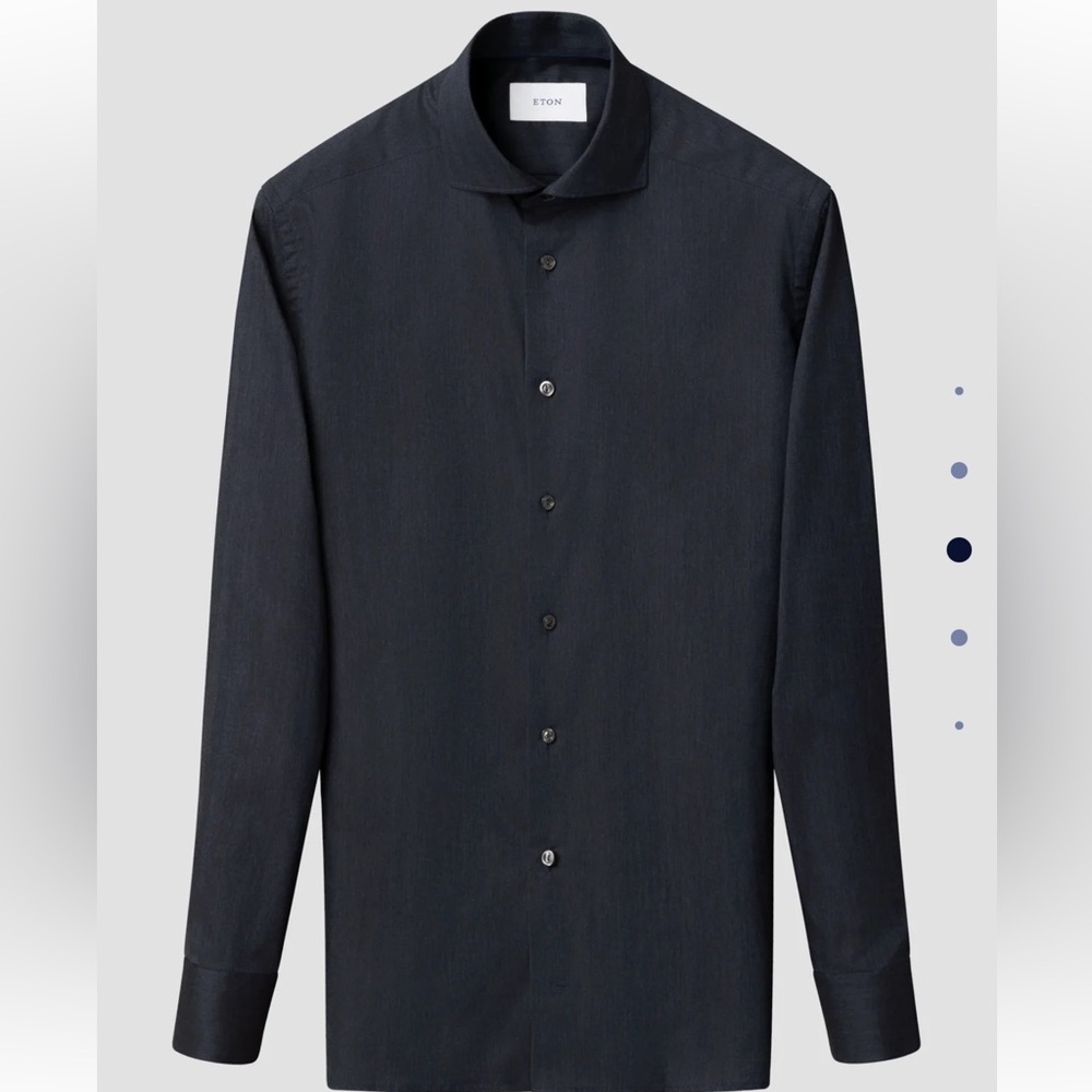 Eton Men's Dark Navy Long-Sleeve Button Shirt